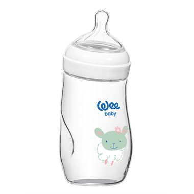 Wee Baby Natural Isıya Dayanıklı Açılı Cam Biberon 260 ml - KUZU Wee Baby Natural Isıya Dayanıklı Açılı Cam Biberon 260 ml - KUZU