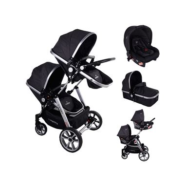 Mamma Duo Travel Sistem İkiz Bebek Arabası Antrasit Mamma Duo Travel Sistem İkiz Bebek Arabası Antrasit