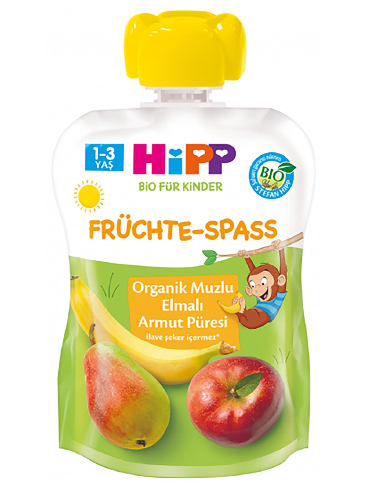 Hipp Organik Muzlu Elmalı Armutlu Meyve Püresi 90 gr