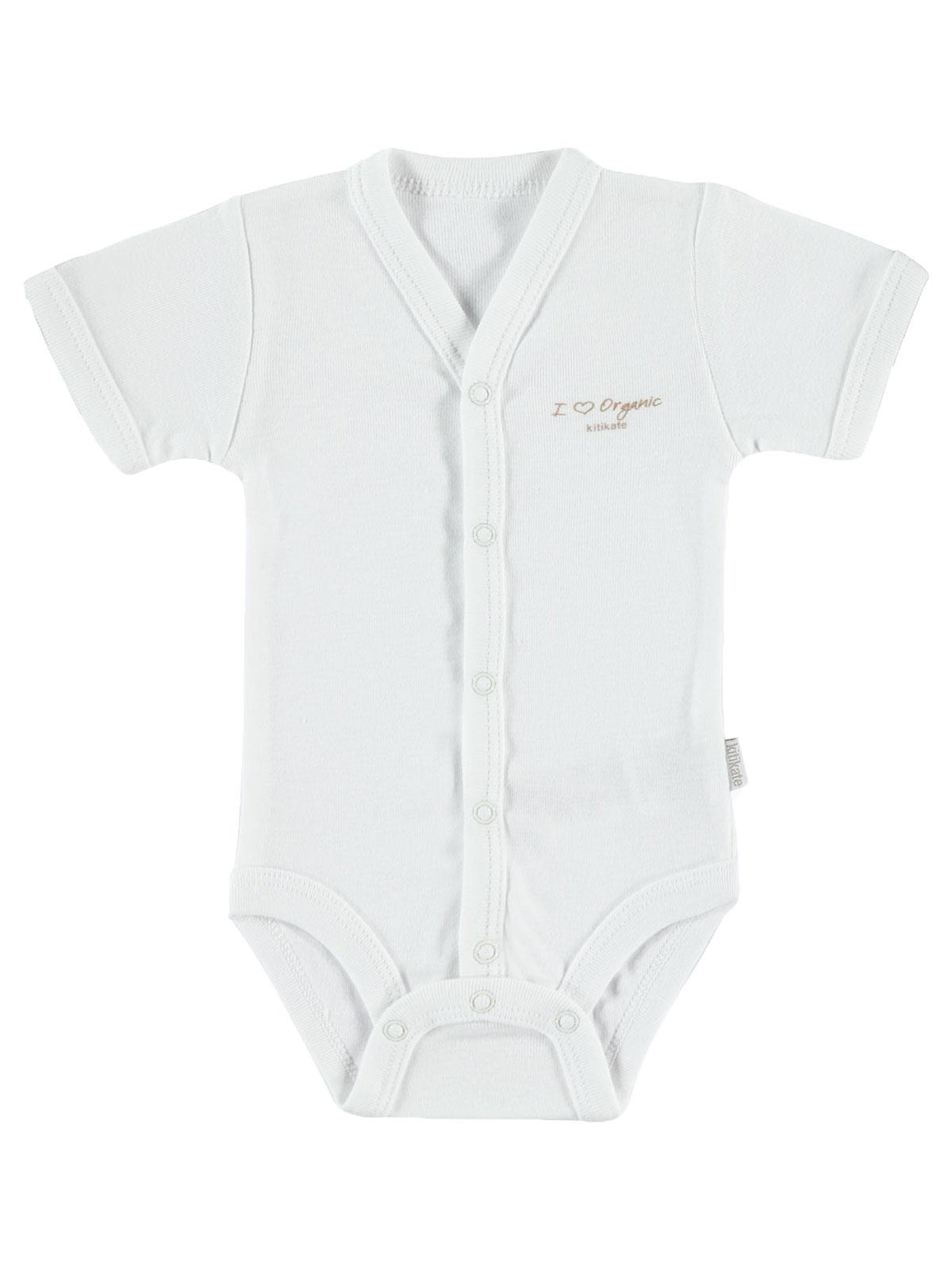 Baby Center Unisex Bebek Organik Çıtçıtlı Badi 0-3 Ay Beyaz