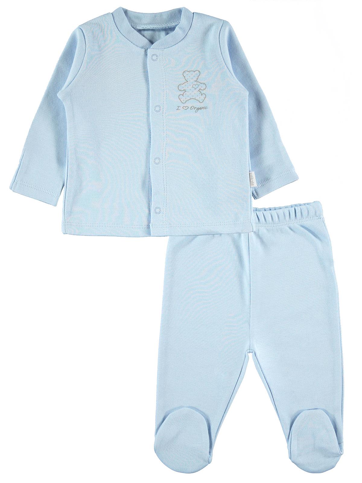 Baby Center Organik Penye Pijama Takımı 0-6 Ay Mavi