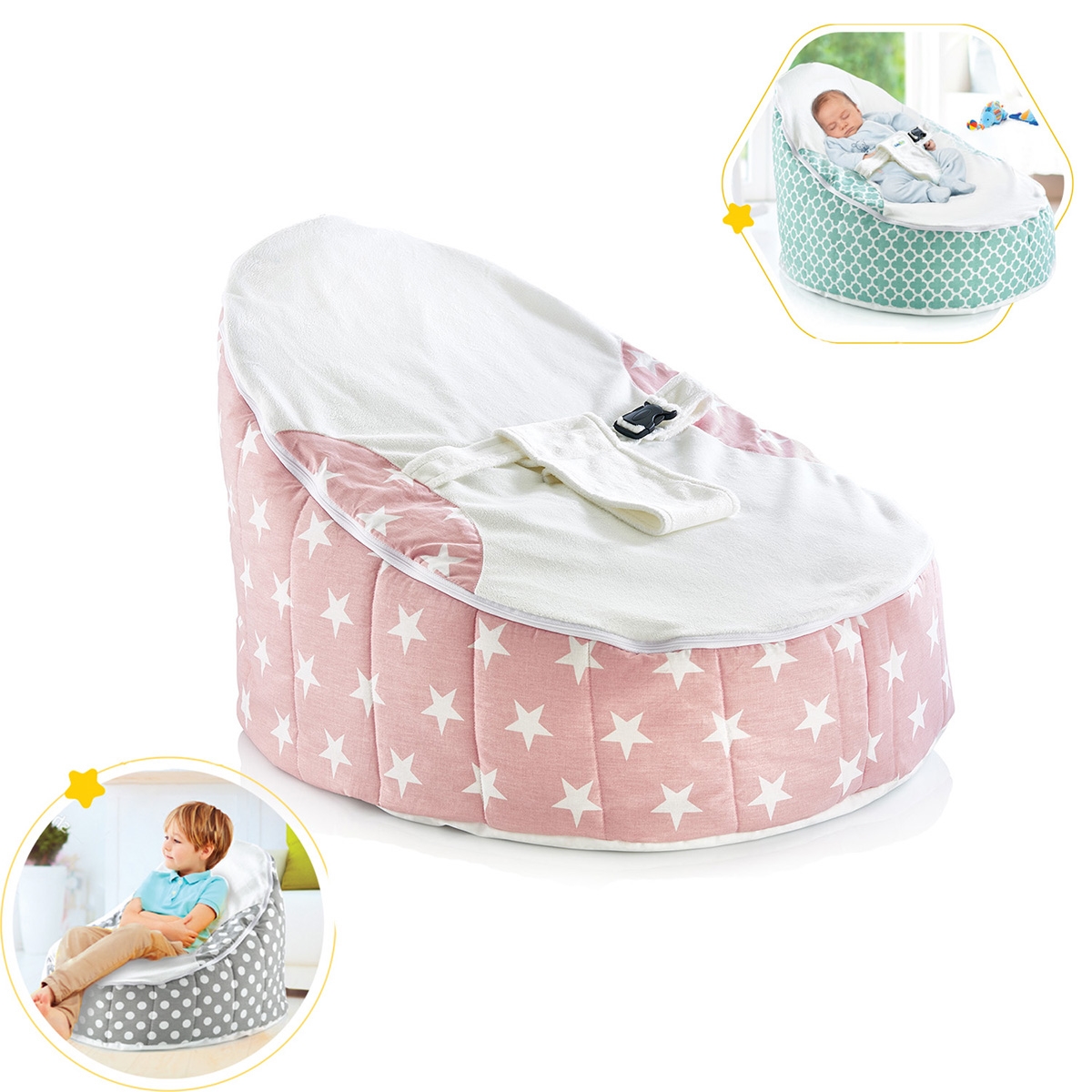 BabyJem Fasulye Bebek Yatak Pembe Yıldız Fiyatı 348 / PMB