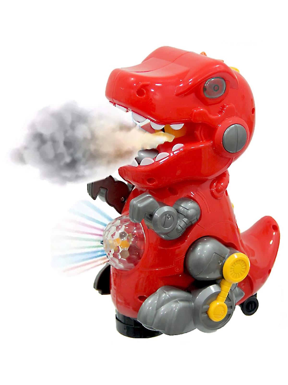 Birlik Oyuncak Pilli Işıklı Duman Püskürten Robot Trex Kırmızı