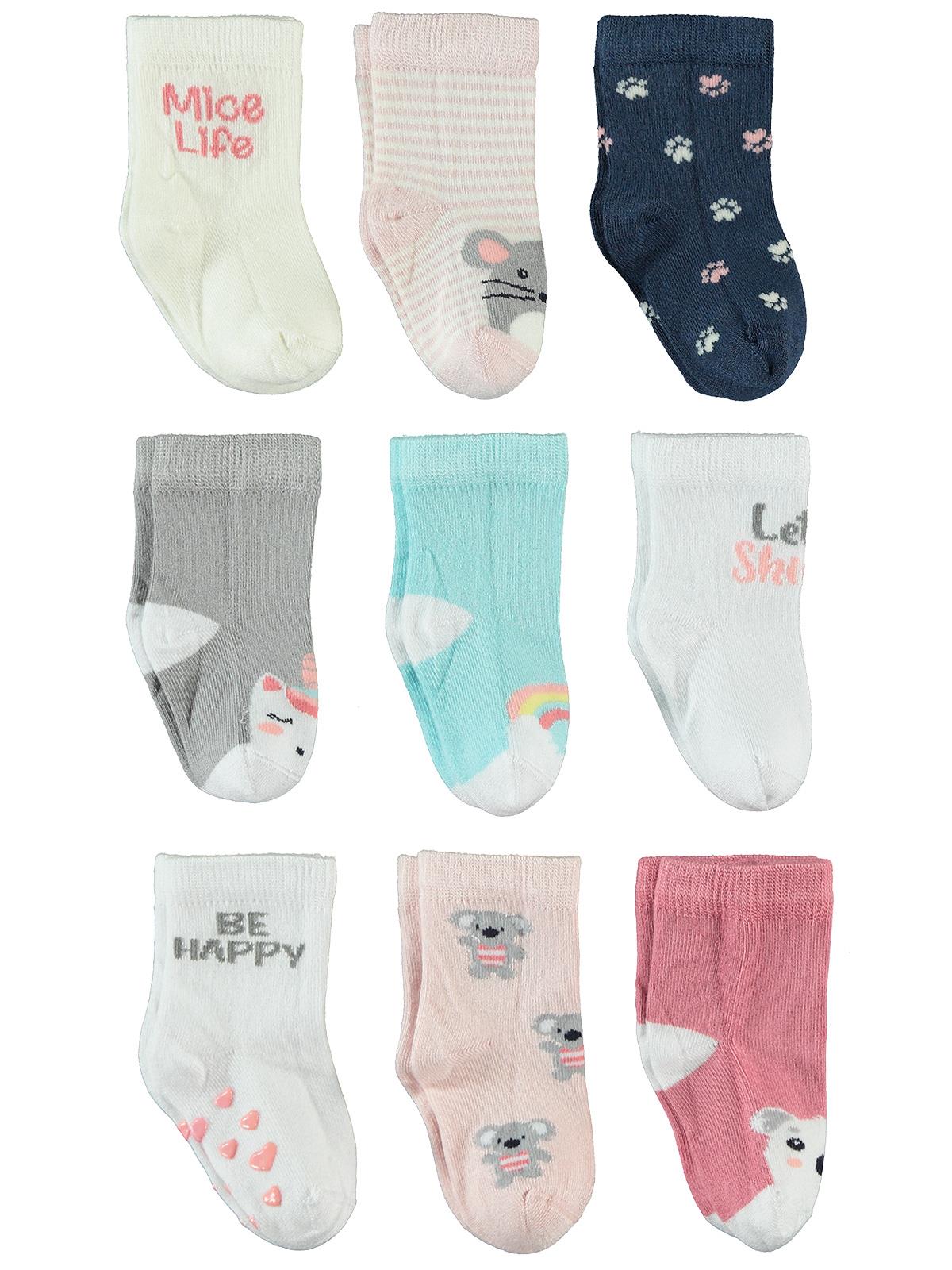 Petit Minou Kız Bebek 9'lu Çorap Set 0-24 Ay Beyaz