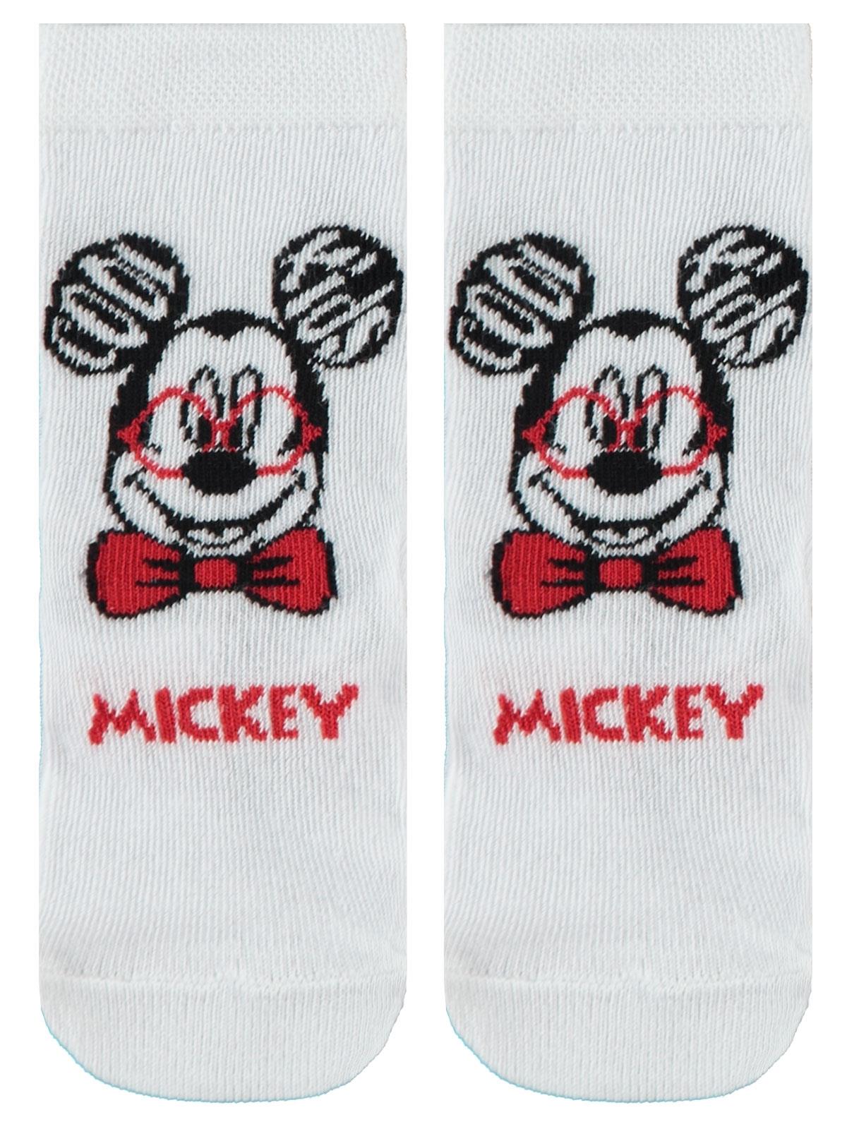 Mickey Mouse Erkek Çocuk Babet Çorap 0-3 Yaş Beyaz
