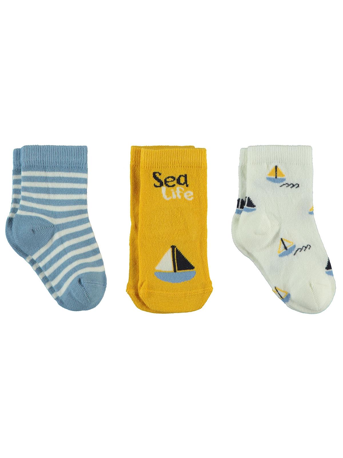 Civil Baby Erkek Bebek 3'lü Çorap Set 0-24 Ay Mavi