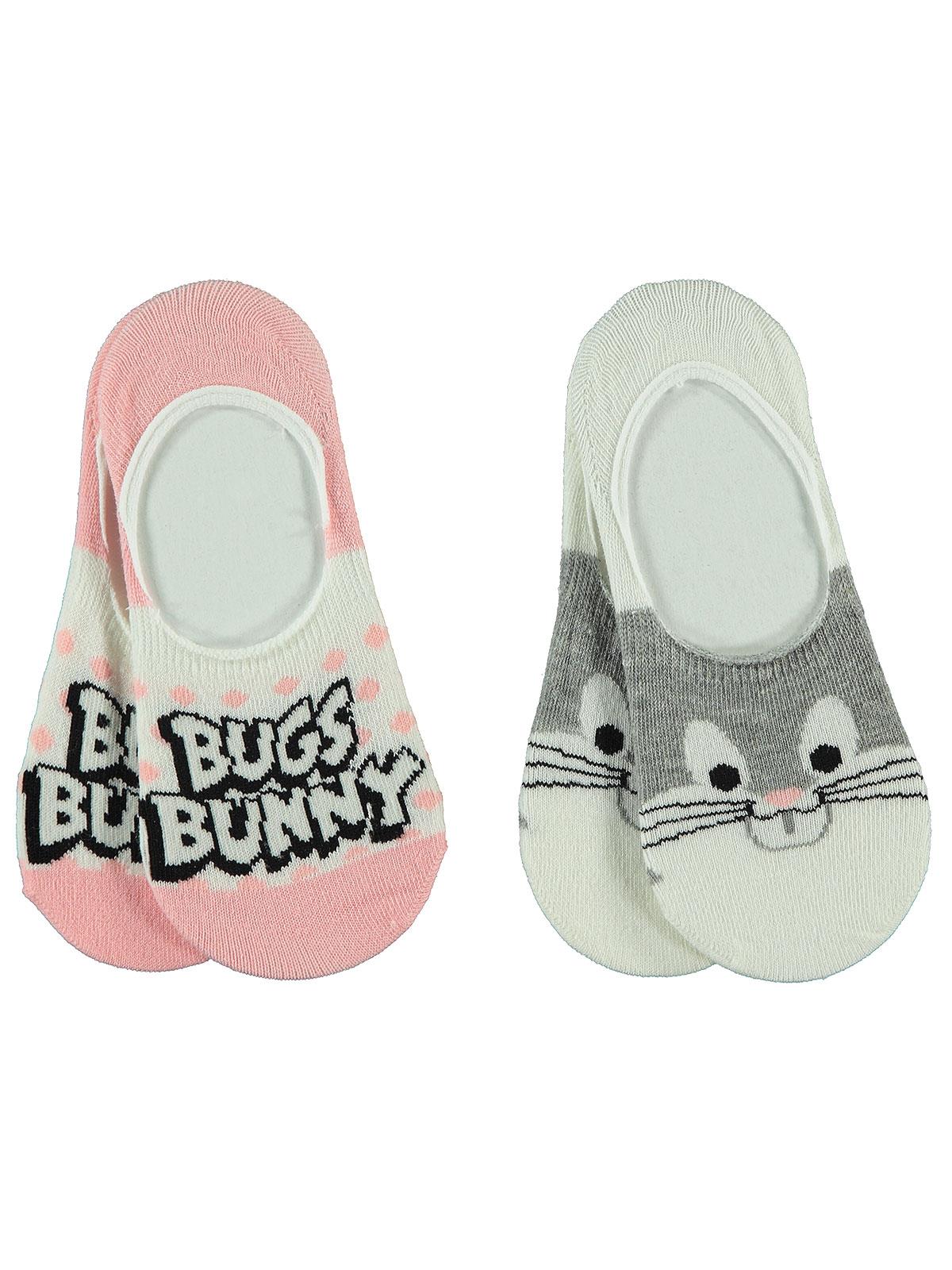 Bugs Bunny Kız Çocuk 2'li Babet Çorap 3-11 Yaş Gri