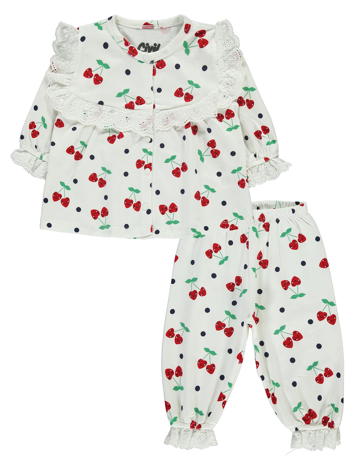 Civil Baby Kız Bebek Pijama Takımı 6-18 Ay Ekru