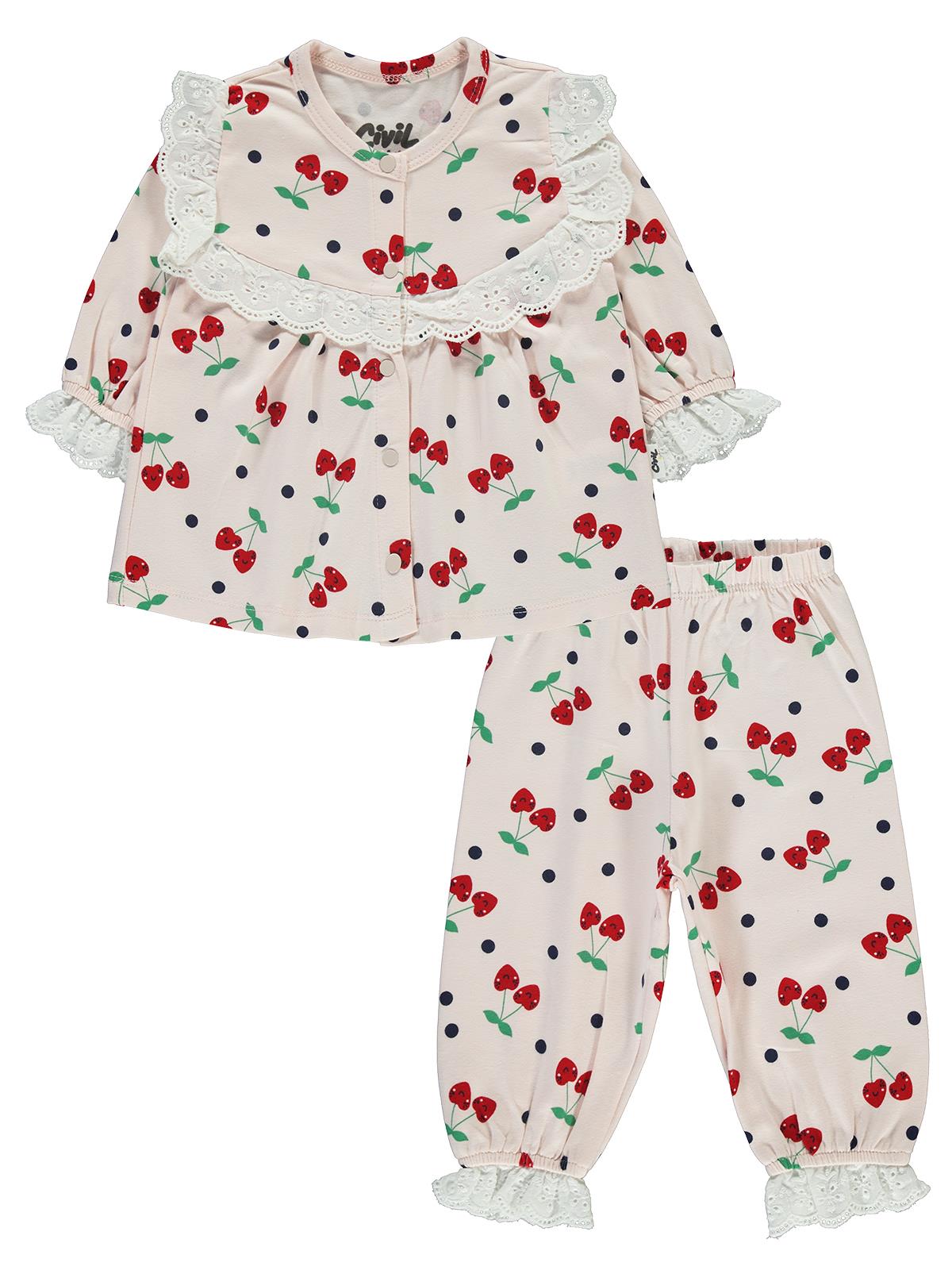 Civil Baby Kız Bebek Pijama Takımı 6-18 Ay Açık Somon