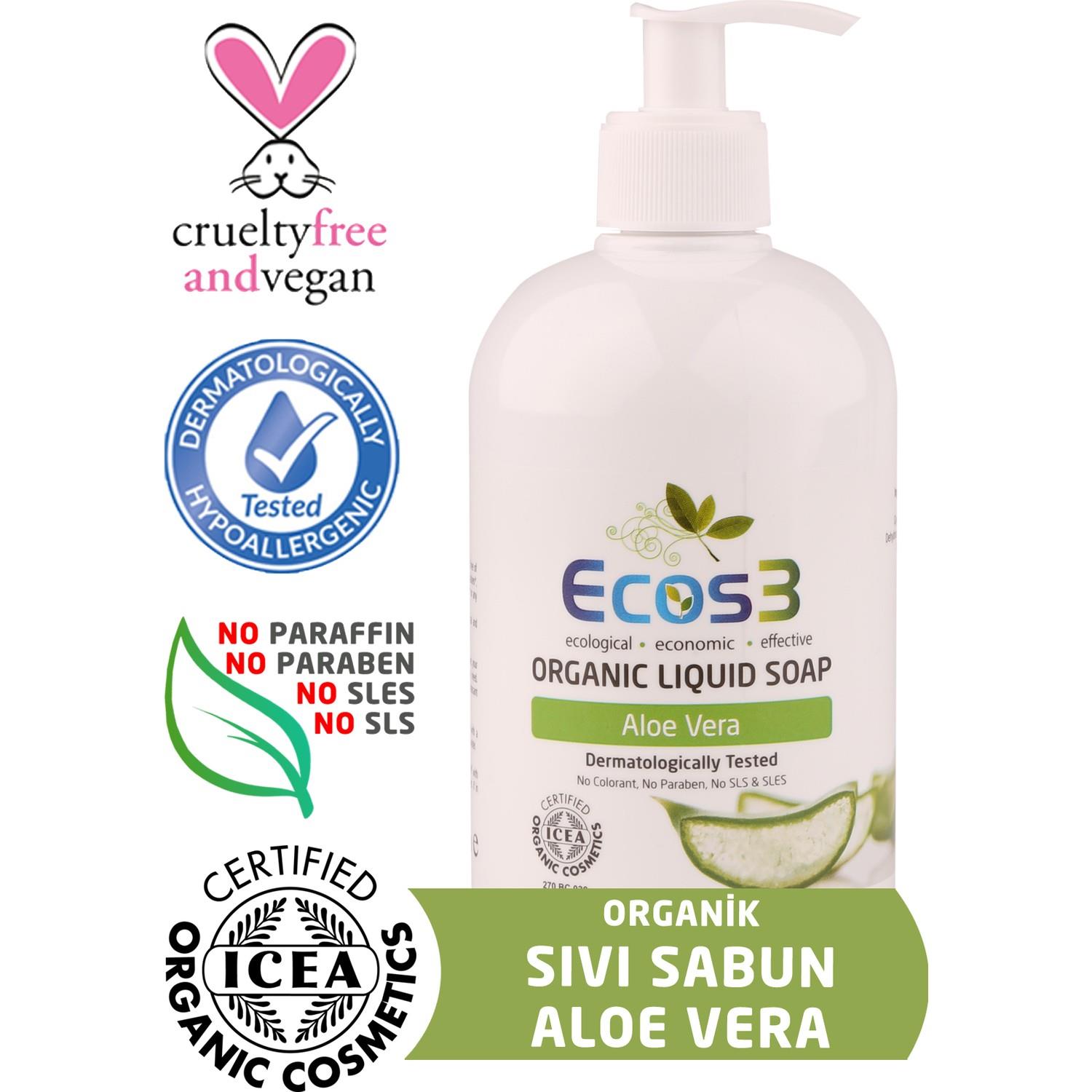 Ecos3 Organik Sıvı Sabun Aloevera (500 Ml)
