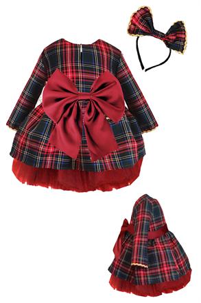 SYB202112 Shecco Babba Kız Çocuk Tütü Elbise Taç Takım Fiyonk 1-8 Yaş Kırmızı