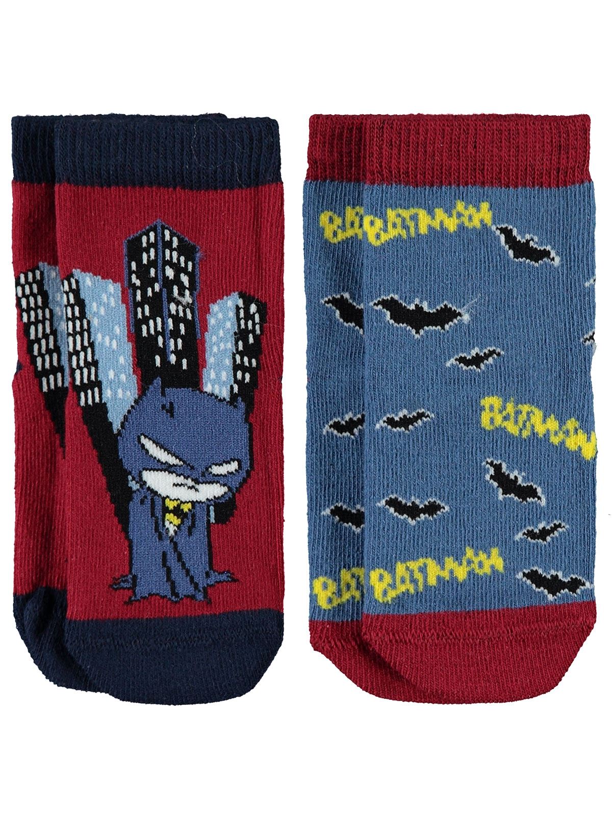 Batman Erkek Bebek 2'li Çorap Set 0-24 Ay Bordo