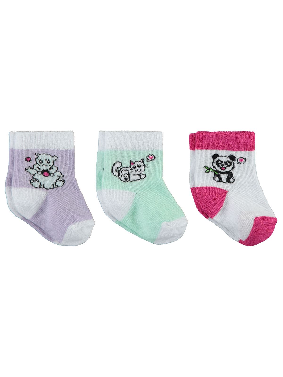 Civil Baby Bebek 3'lü Çorap Set Yenidoğan Beyaz
