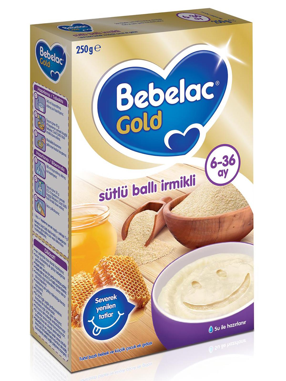 Bebelac Gold Sütlü Ballı İrmikli Tahıl Bazlı Kaşık Maması 250 g 6-36 Ay 