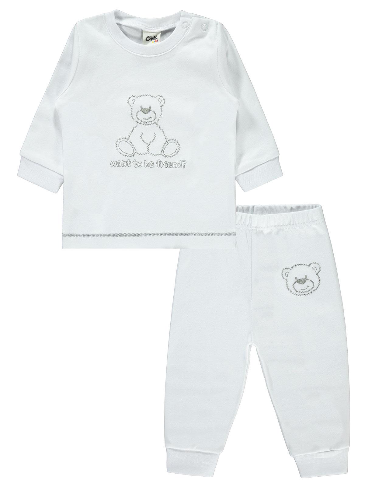 Civil Baby Bebek Pijama Takımı 3-18 Ay Beyaz