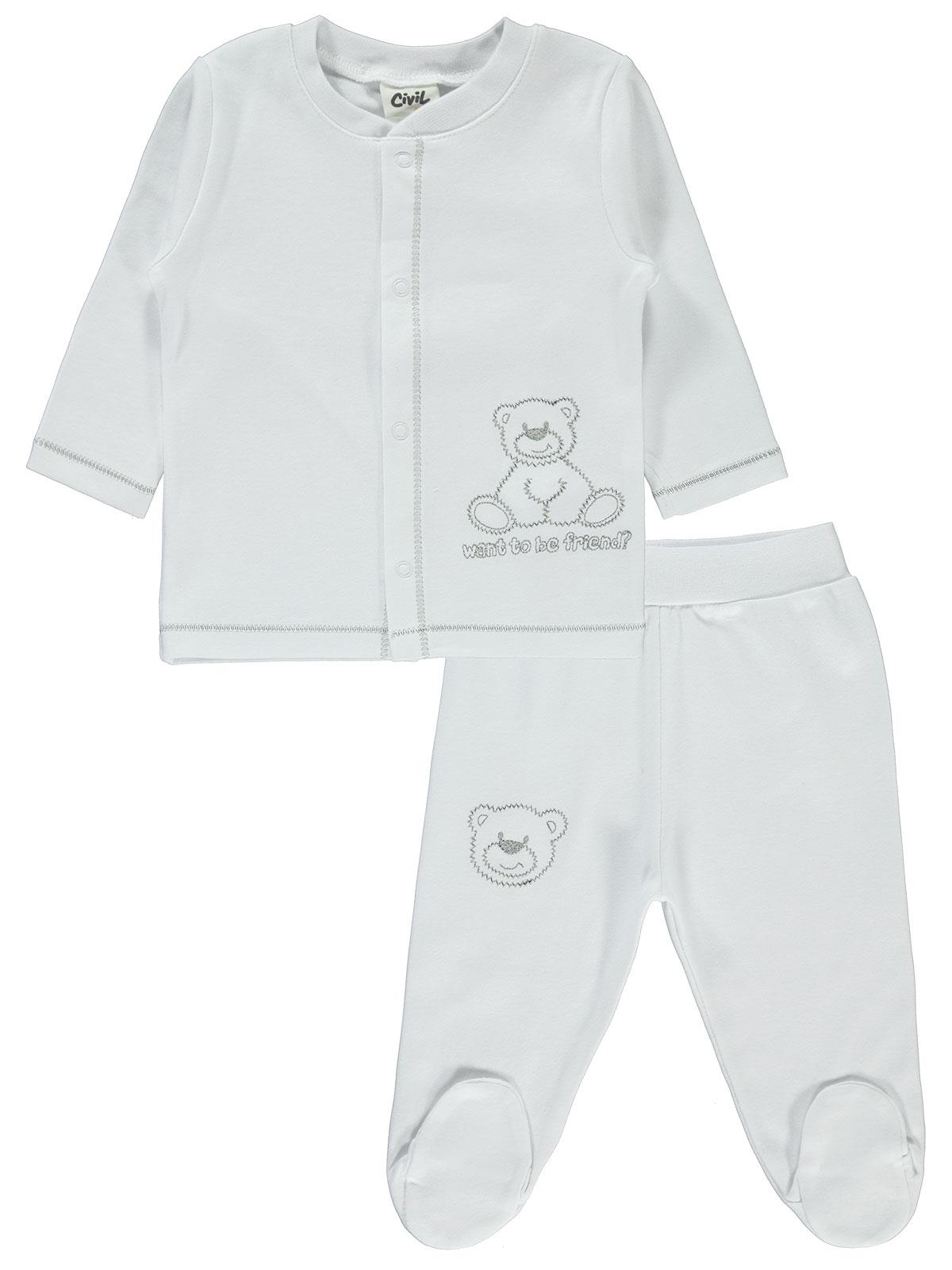 Civil Baby Bebek Pijama Takımı 3-6 Ay Beyaz