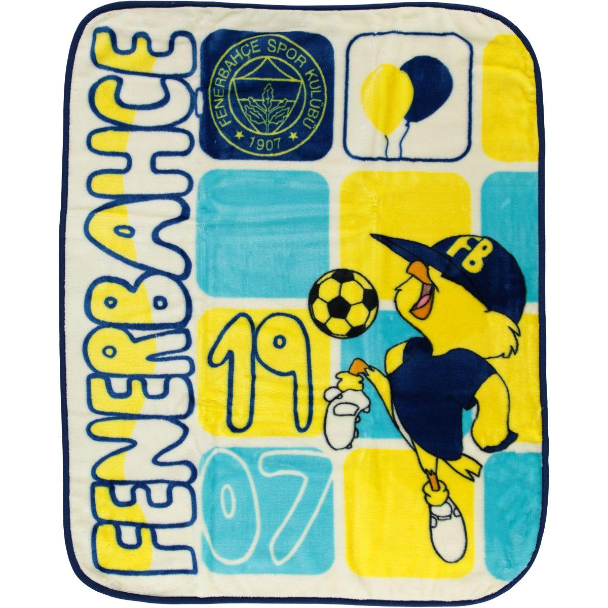Peluş Fenerbahçe Desenli Battaniye 110x120 cm Sarı