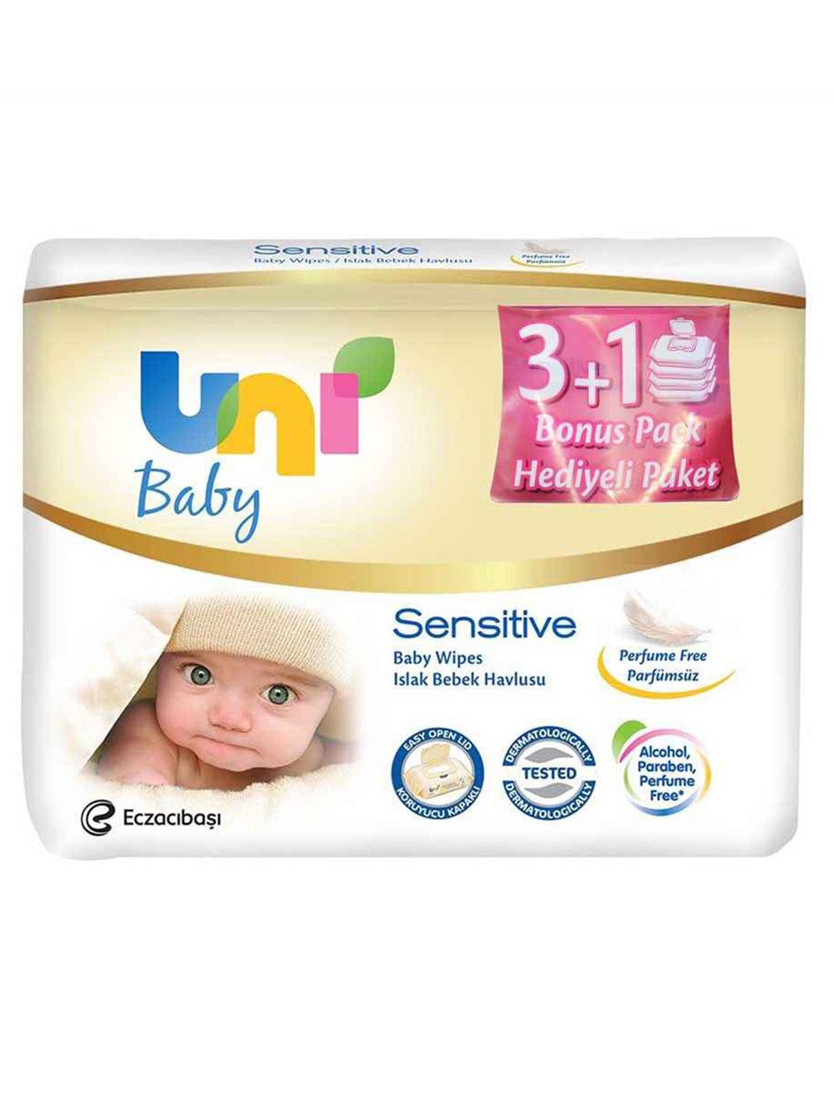 Uni Baby Sensitive Petek Doku Parfümsüz Islak Havlu 3+1