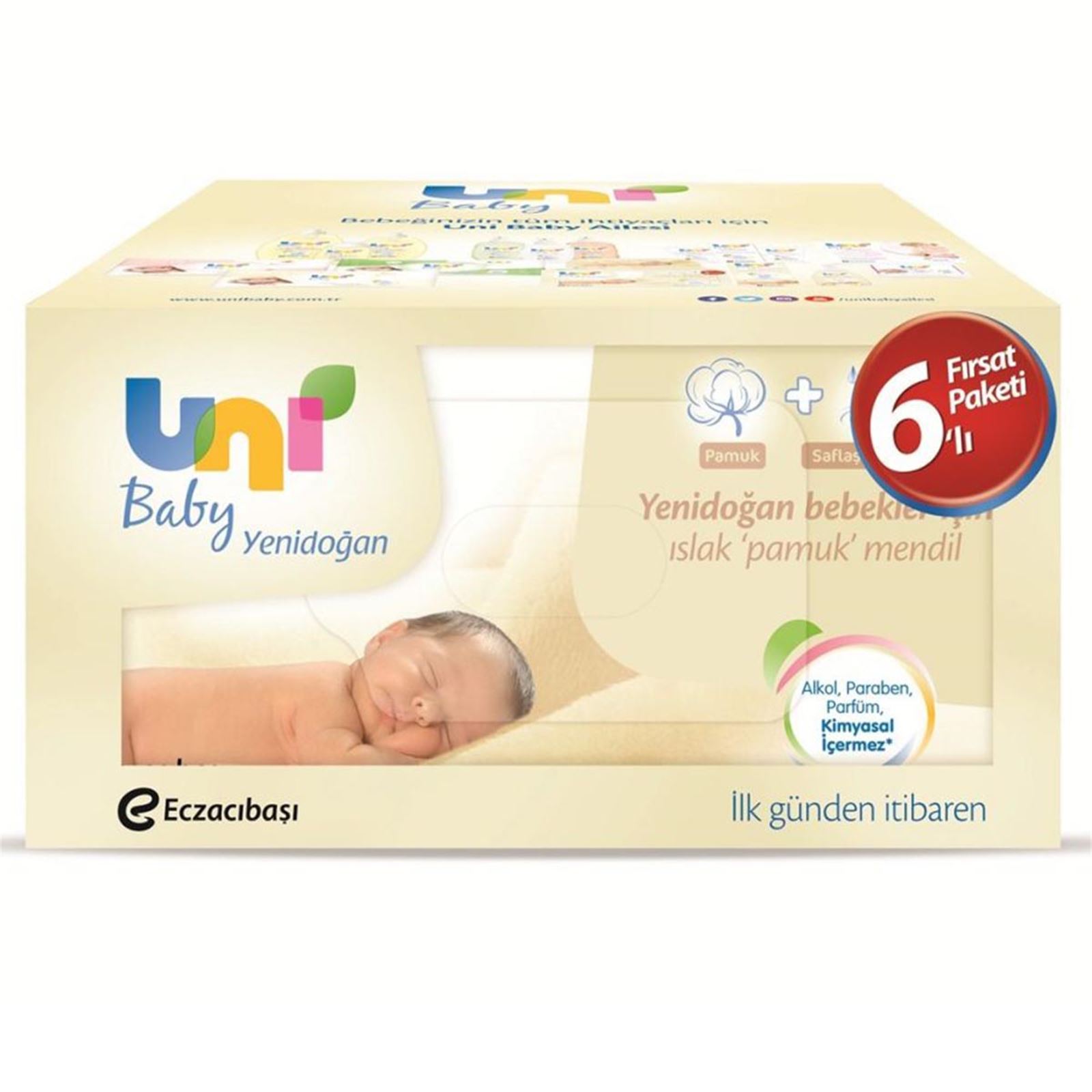 Uni Baby Yenidoğan Islak Mendil 6'lı Fırsat Paketi