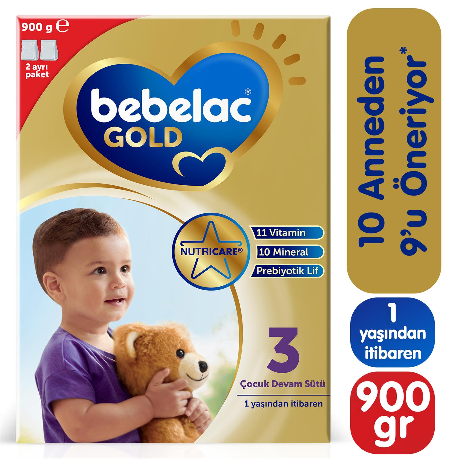 Bebelac Gold 3 Çocuk Devam Sütü 900 g 1 Yaş+