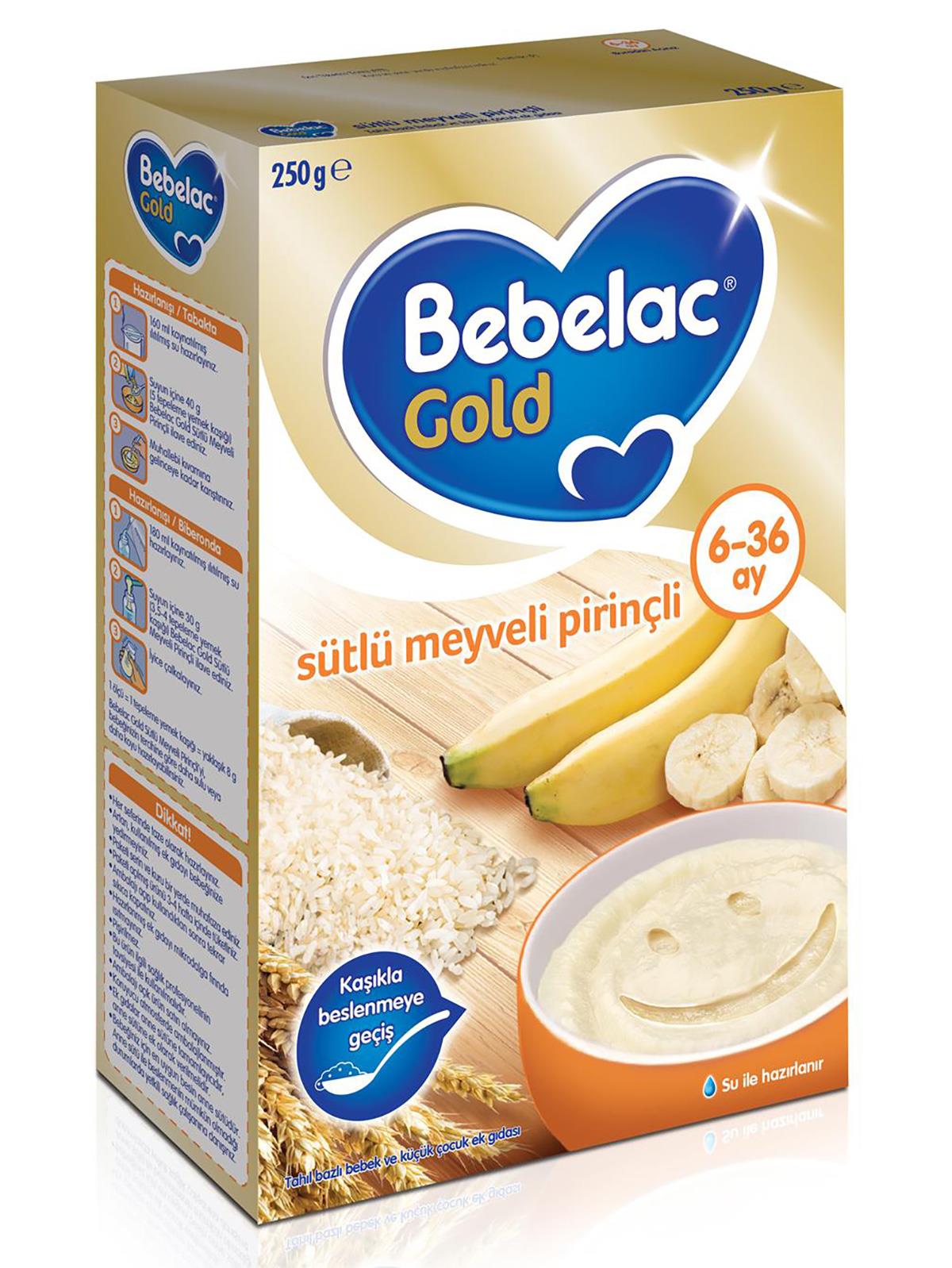 Bebelac Gold Sütlü Meyveli Pirinçli Tahıl Bazlı Kaşık Maması 250 g 6-36 Ay 