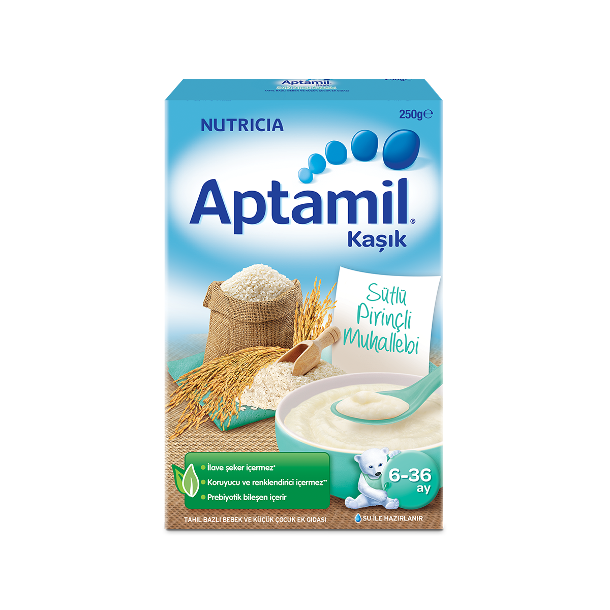 Aptamil Sütlü Pirinçli Muhallebi Tahıl Bazlı Kaşık Maması 250 g 6-36 Ay