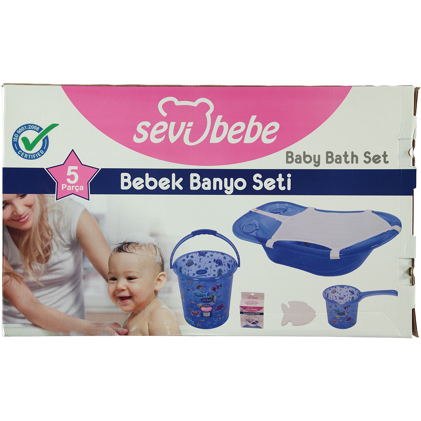 Sevi Bebe Sedefli Banyo Küvet Seti 5'li Mavi