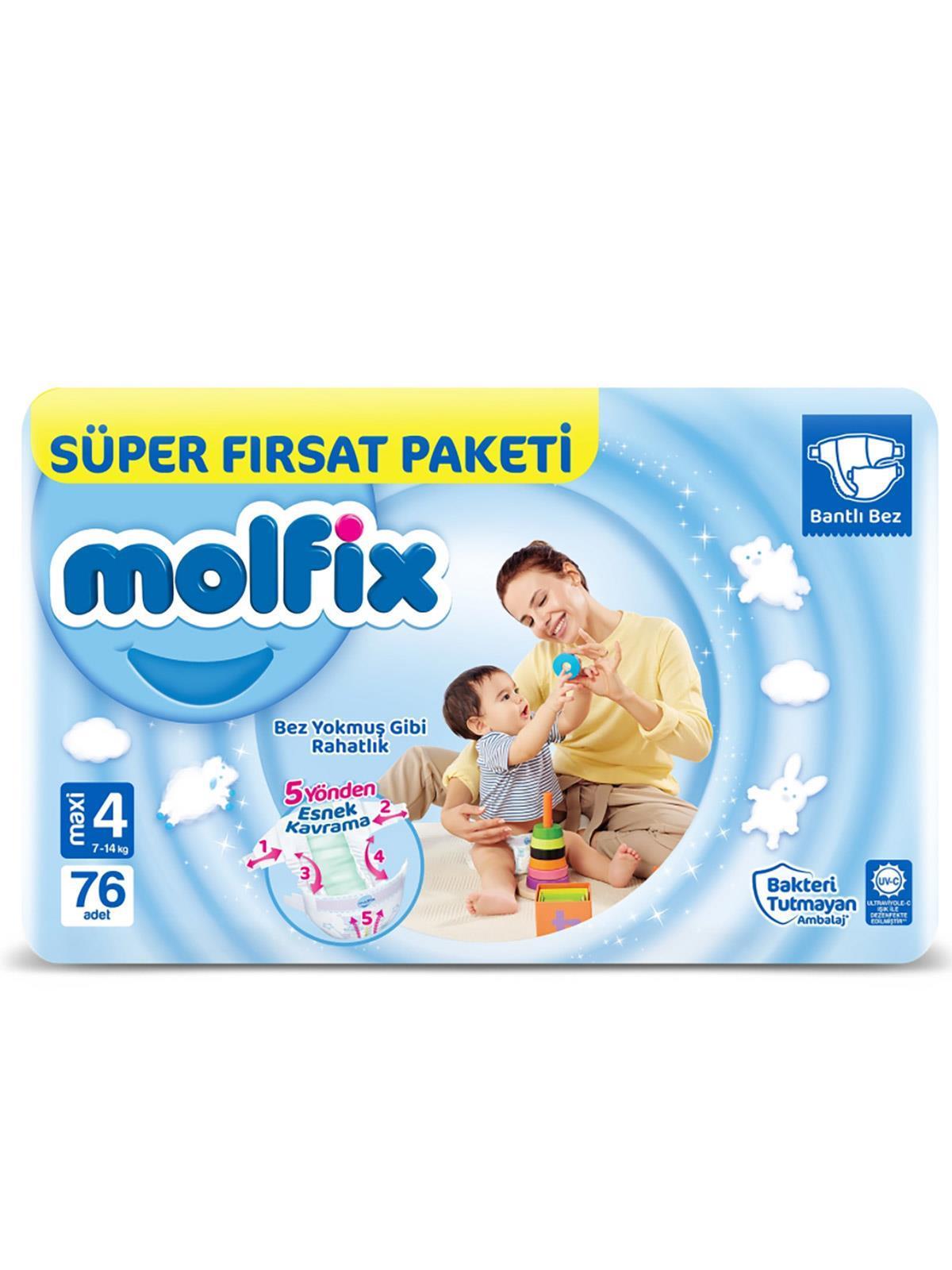 Molfix 4 Numara Bebek Bezi Maxi Süper Fırsat Paketi 76 Adet