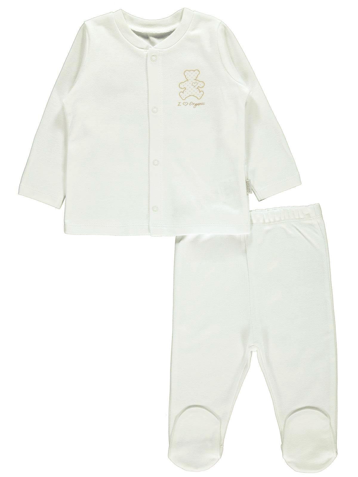 Baby Center Organik Penye Pijama Takımı 0-6 Ay  Ekru