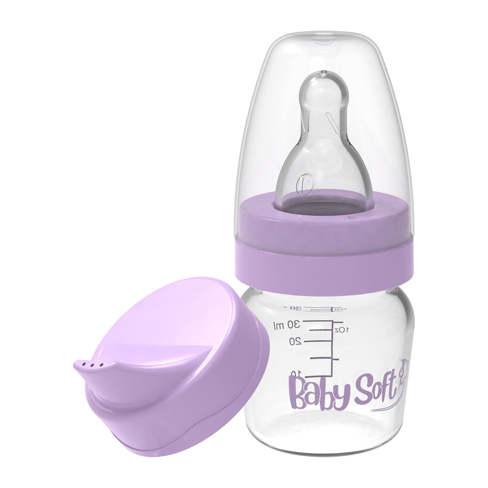 Baby Soft PP Mini Biberon Suluk Alıştırma Seti 30 ml Lila
