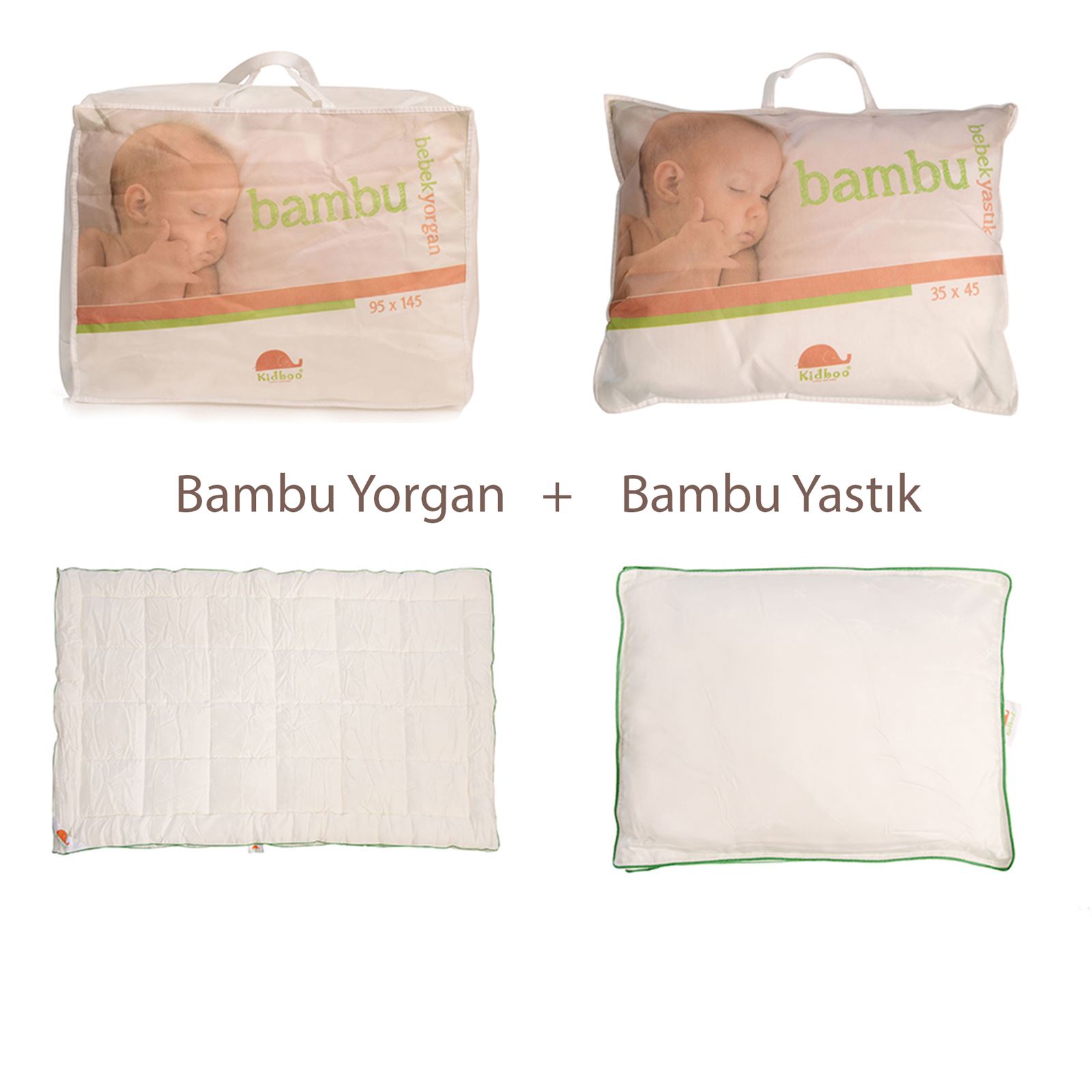 Kidboo Bambu Bebek Yorganı ve Yastık Seti Beyaz