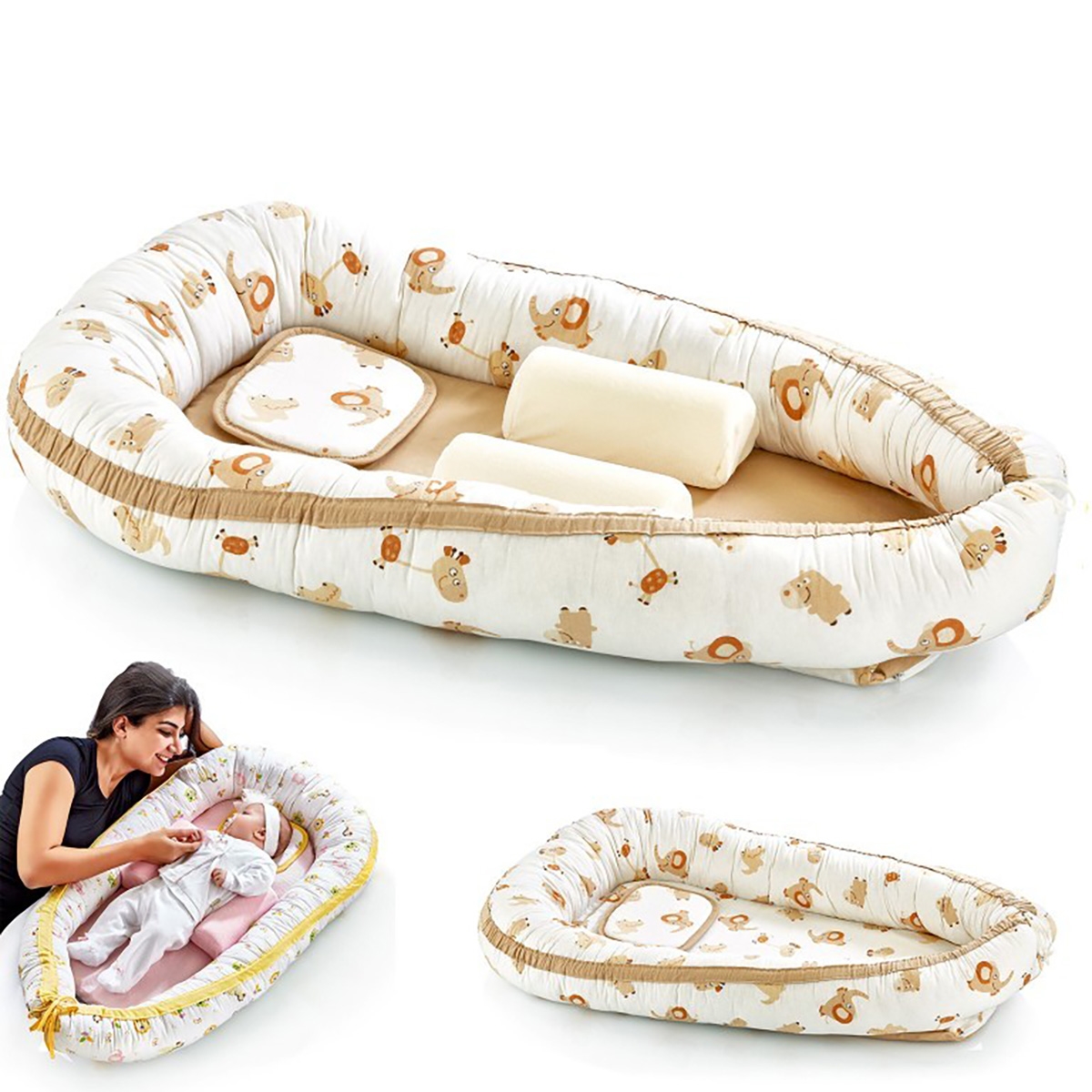 BabyJem Anne & Baba Yanı Bebek Yatağı Ekru