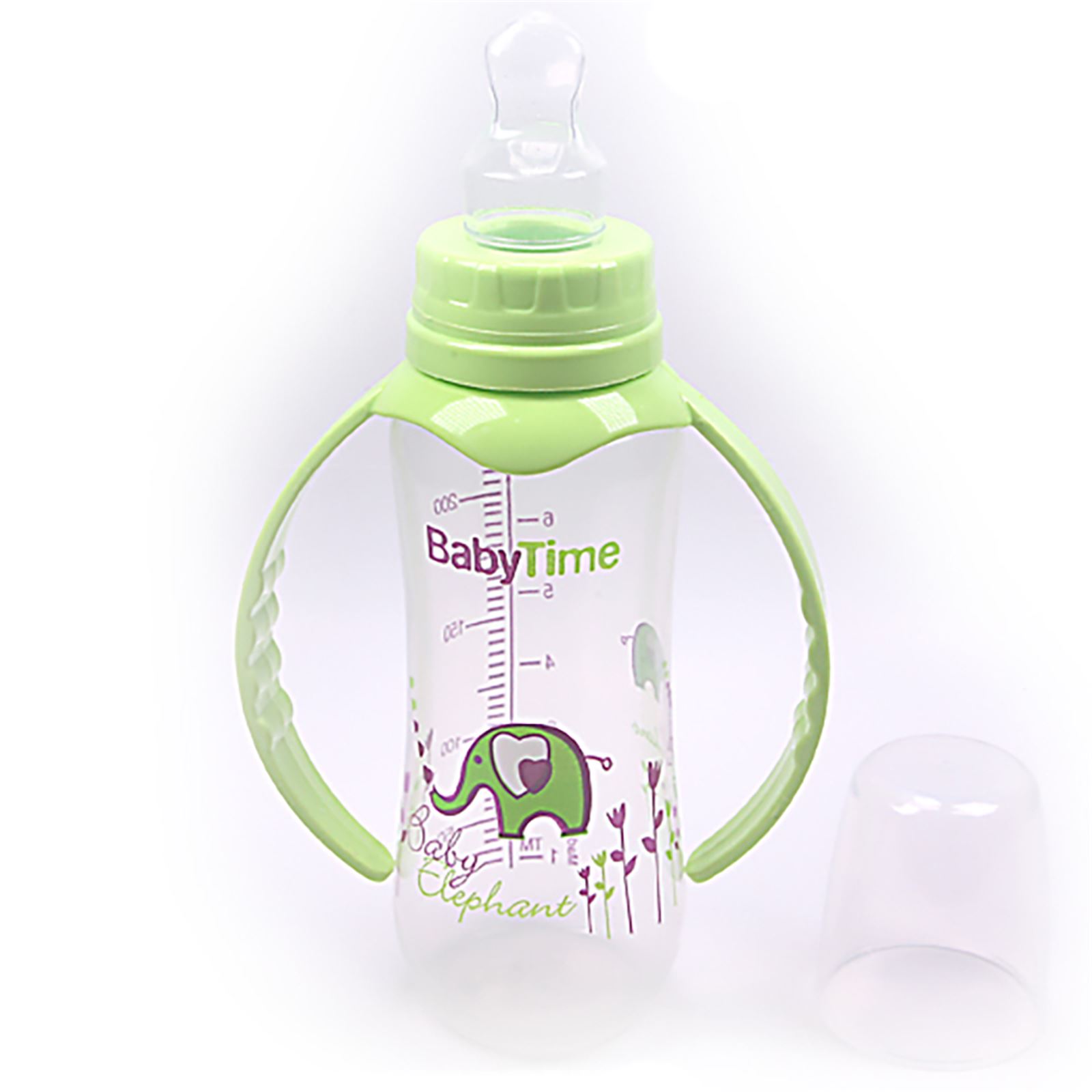 Baby Time Silikon Damaklı Biberon 250 Ml Yeşil