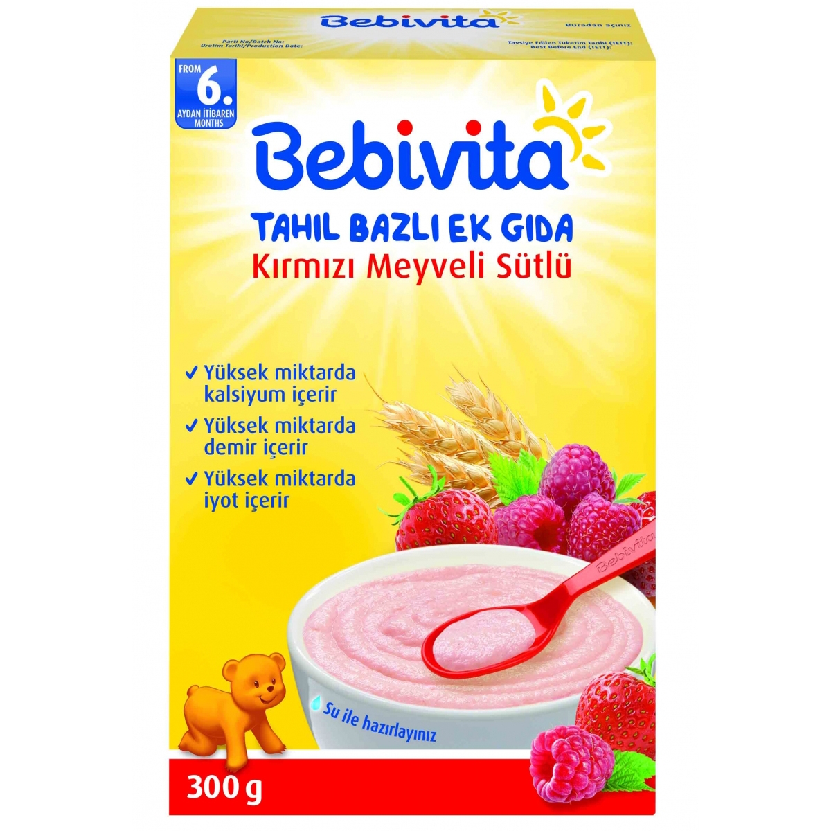 Bebivita Tahıl Bazlı Ek Gıda Kırmızı Meyveli Sütlü 300g