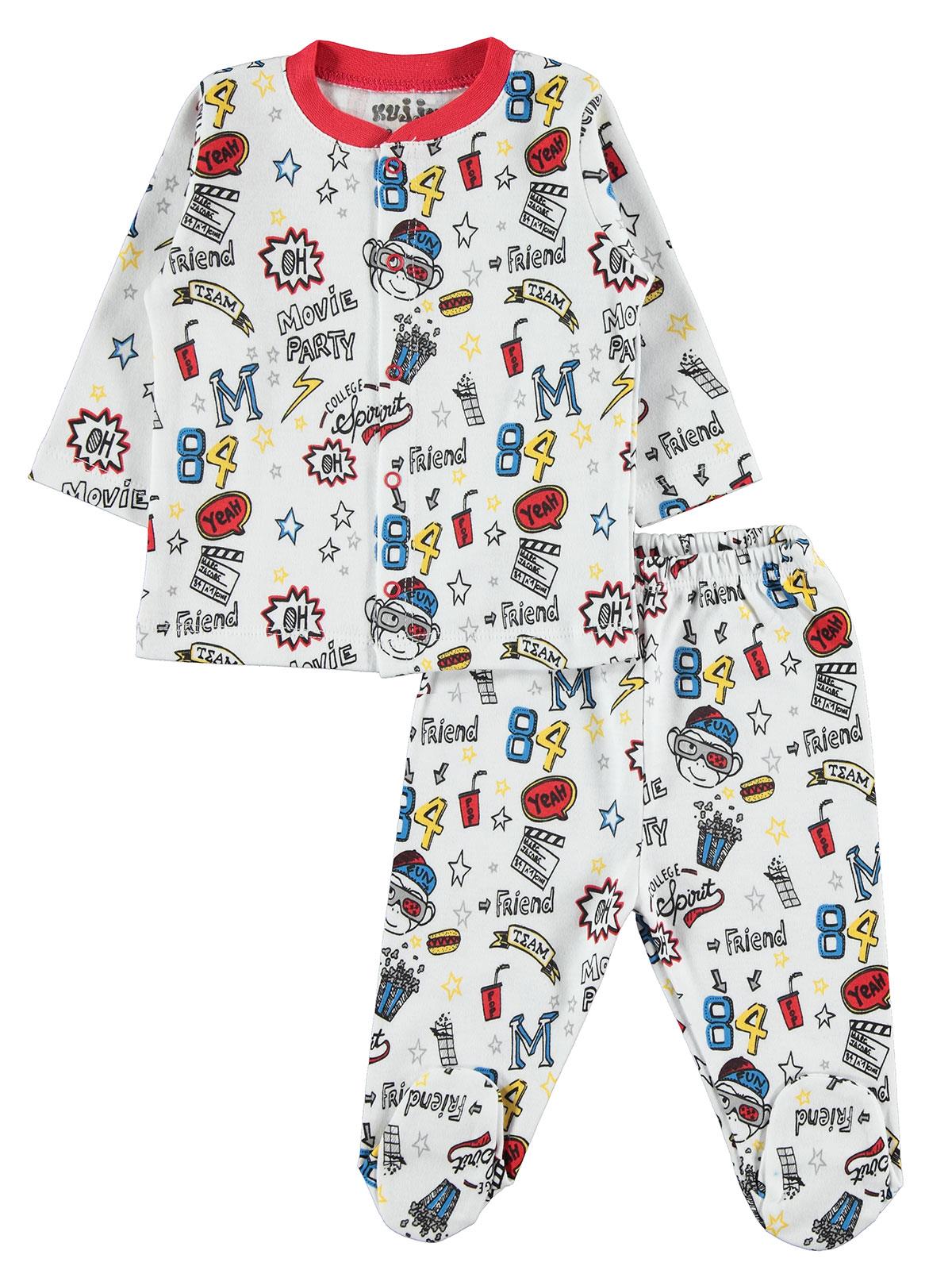 Kujju Erkek Bebek Pijama Takımı 3-6 Ay Kırmızı