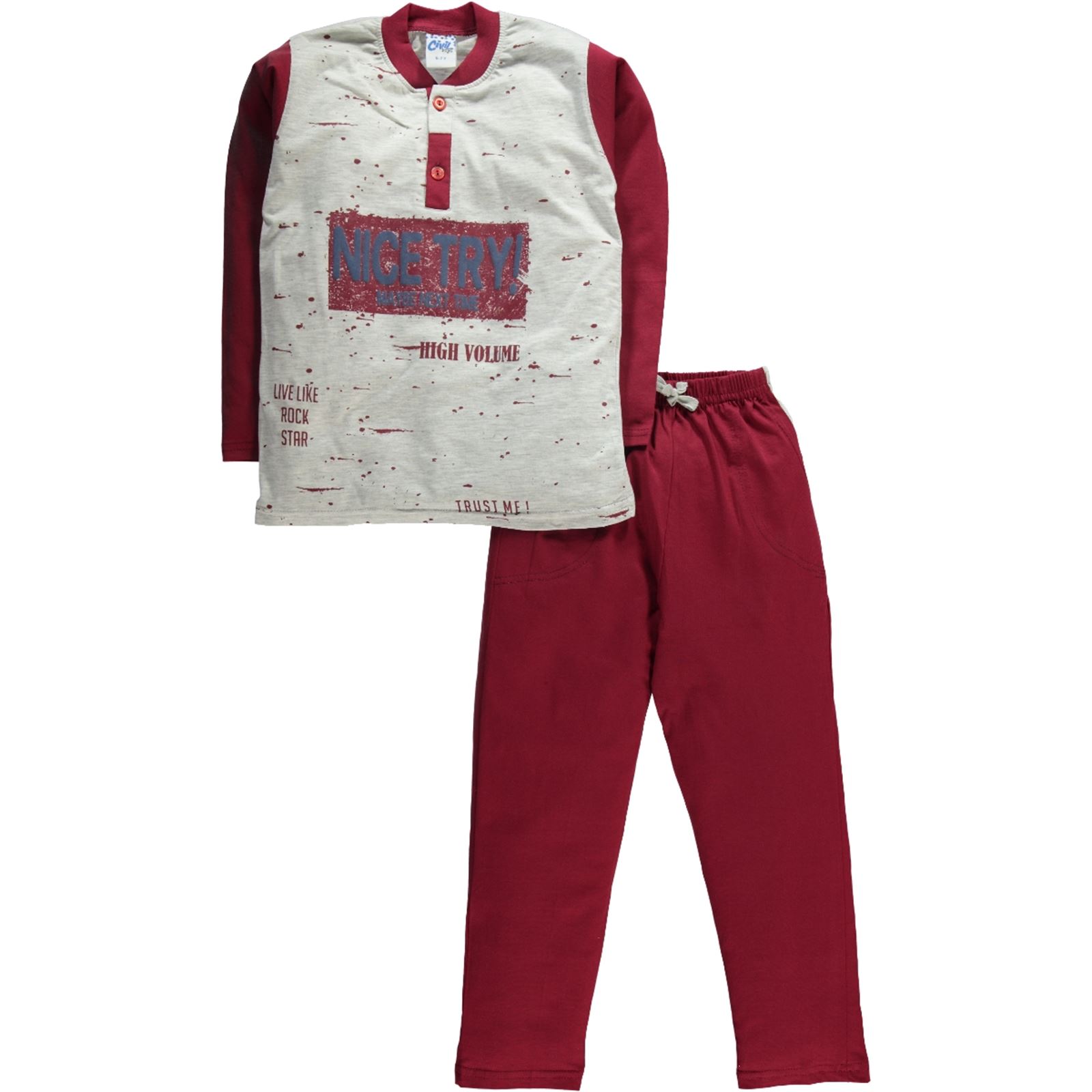 Civil Boys Erkek Çocuk Pijama Takımı 6-9 Yaş Gri