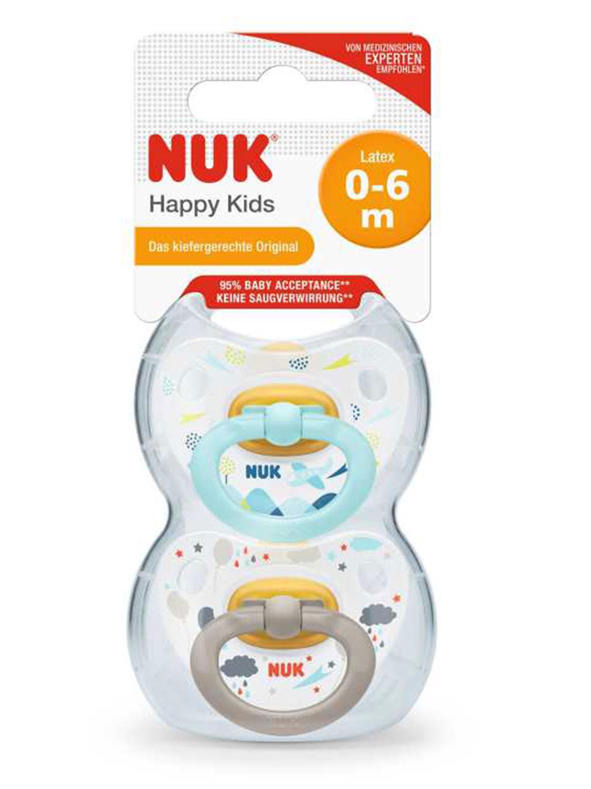 Nuk Happy Kids 2'li Kauçuk Emzik 0-6 Ay Mavi