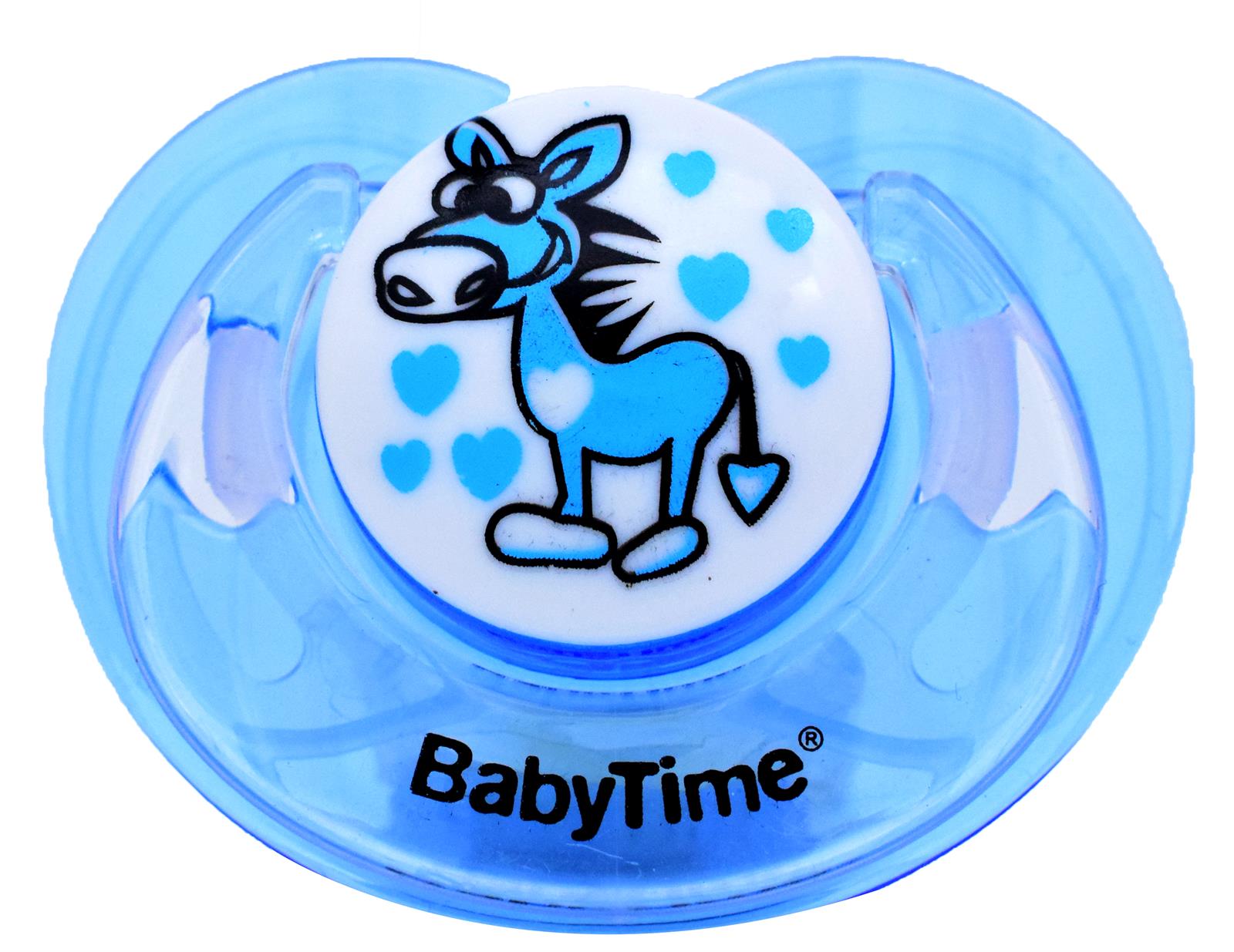BabyTime Damaklı Silikon Akide Gövdeli Emzik 0-6 Ay Mavi