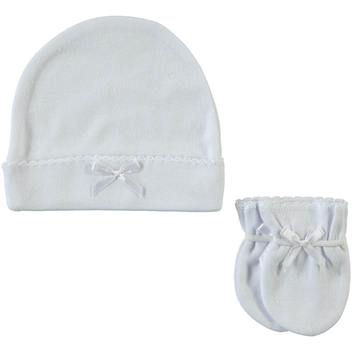 Sevi Bebe Kız Bebek Şapka Eldiven Set 0-3 Ay Beyaz