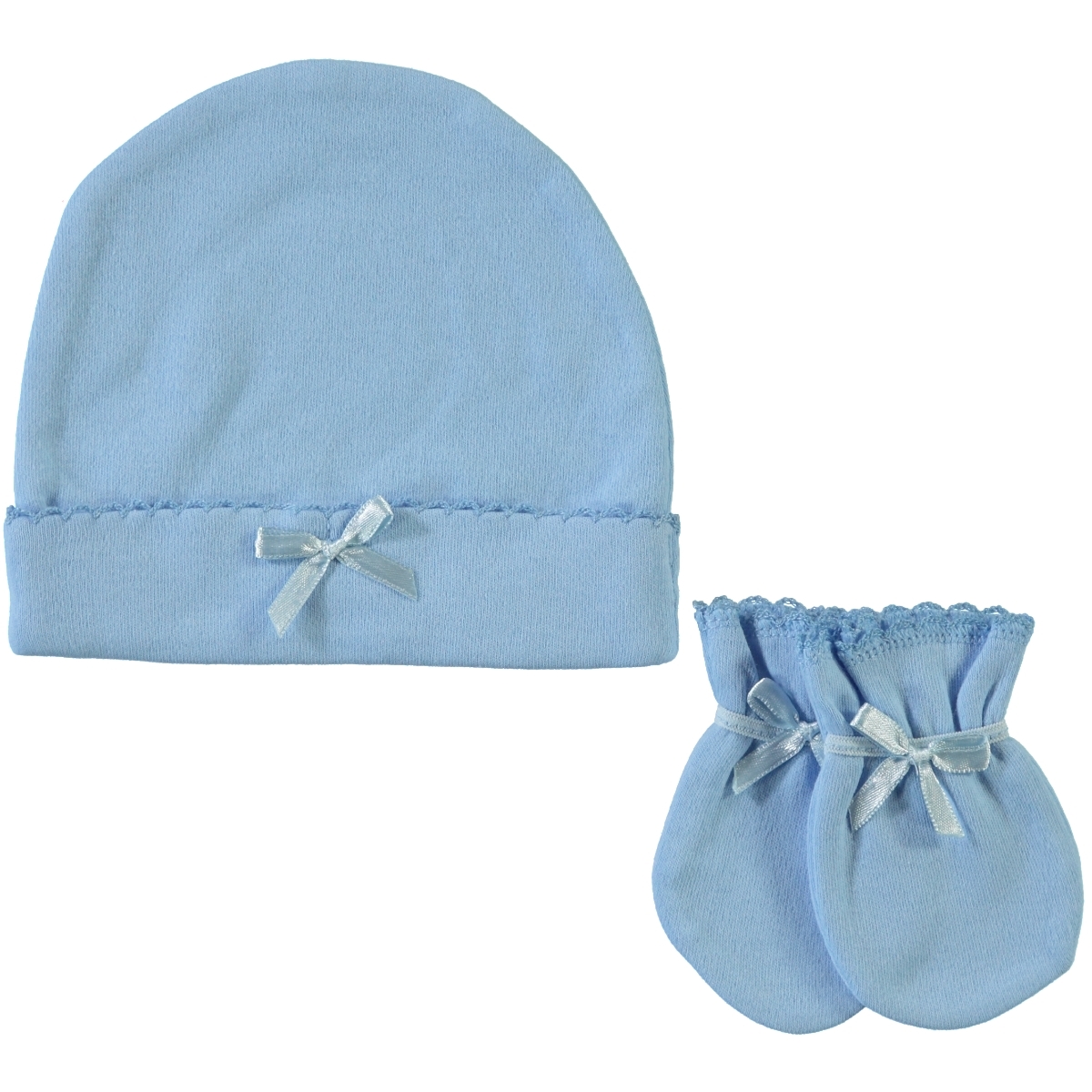 Sevi Bebe Kız Bebek Şapka Eldiven Set 0-3 Ay Mavi