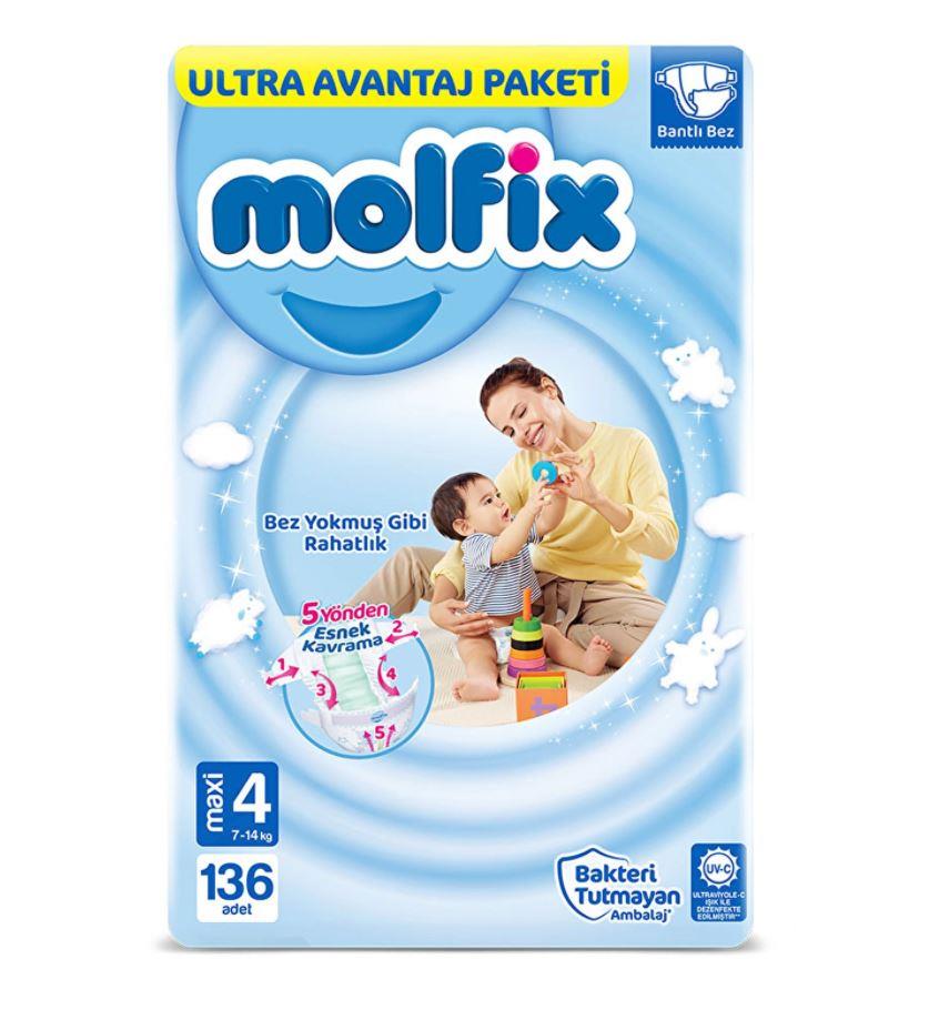 Molfix Bebek Bezi 4 Beden Maxi Ultra Avantaj Paketi 136 Adet