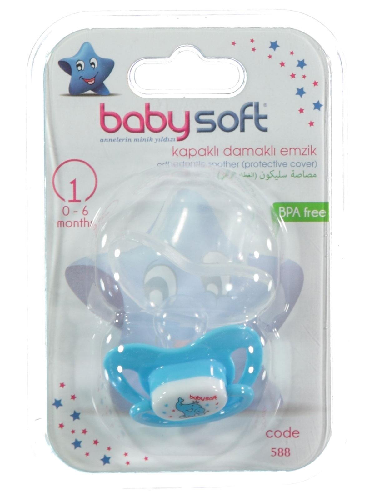 Baby Soft Kapaklı Damaklı Emzik 0-6 Ay Mavi