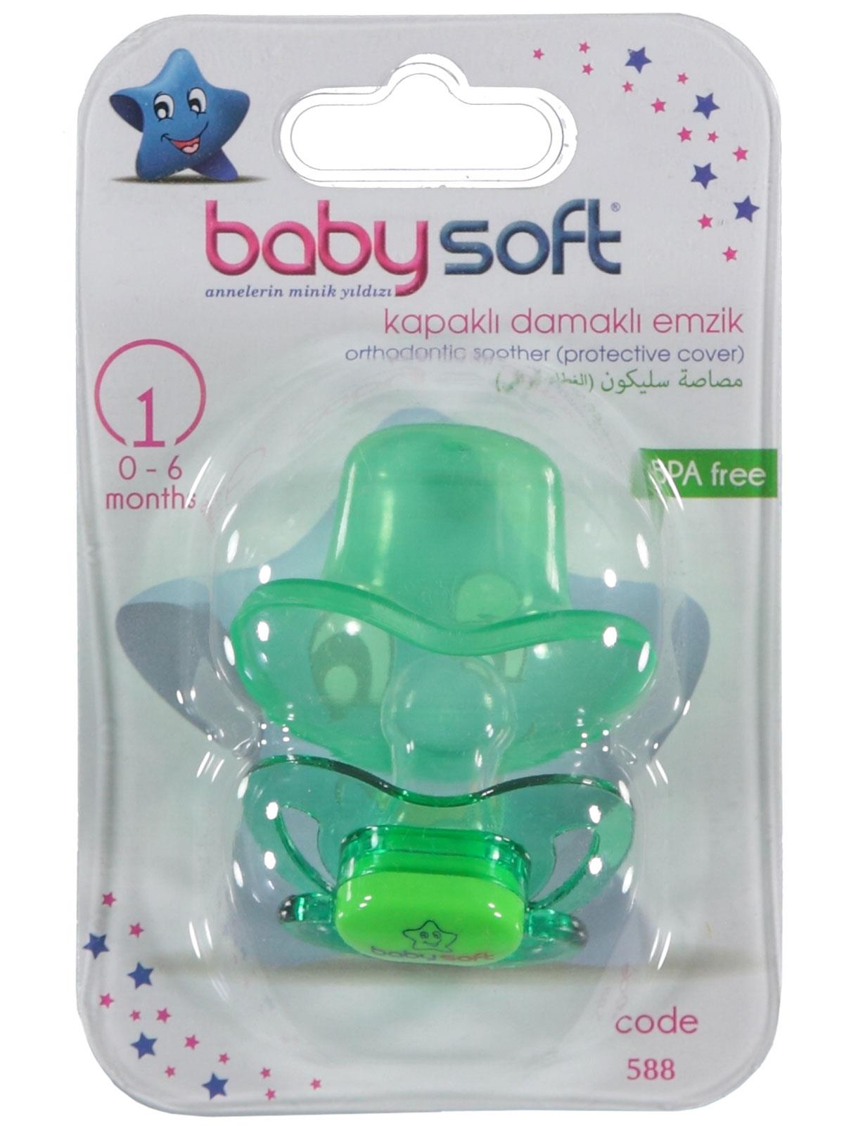 Baby Soft Kapaklı Damaklı Emzik 0-6 Ay Yeşil