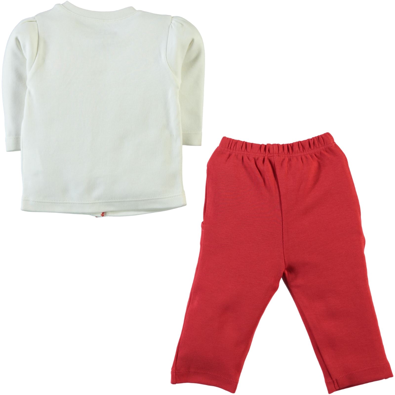 Kujju Kız Bebek Penye Pijama Takımı 3-9 Ay Kırmızı