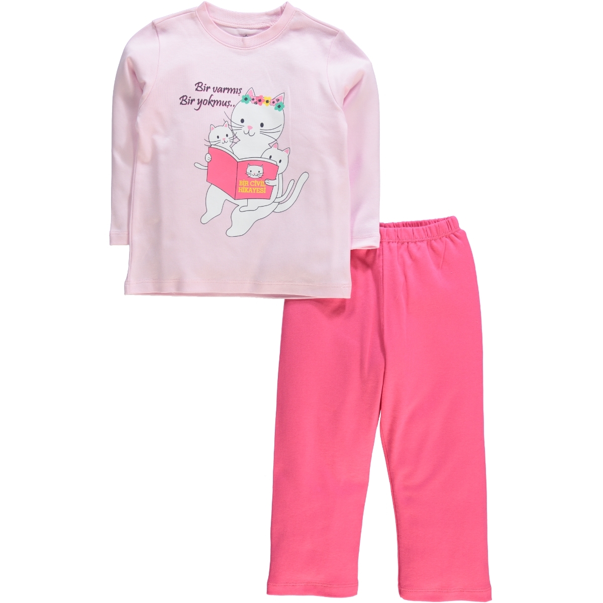 Cvl Kız Çocuk Pijama Takım 2-5 Yaş Pembe