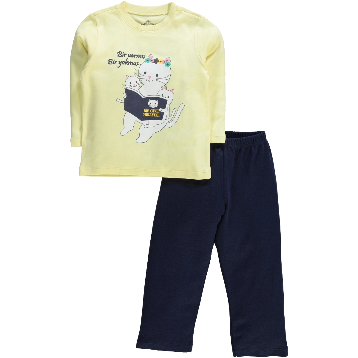 Cvl Kız Çocuk Pijama Takım 2-5 Yaş Sarı