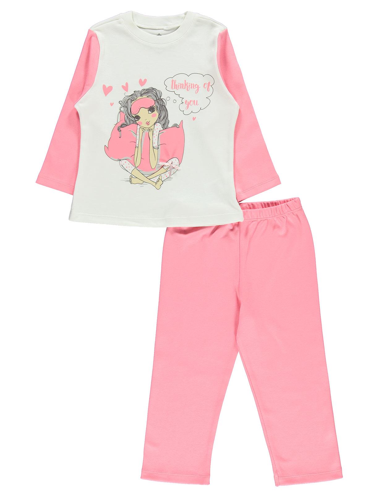 Cvl Kız Çocuk Pijama Takım 2-5 Yaş Yavruağzı