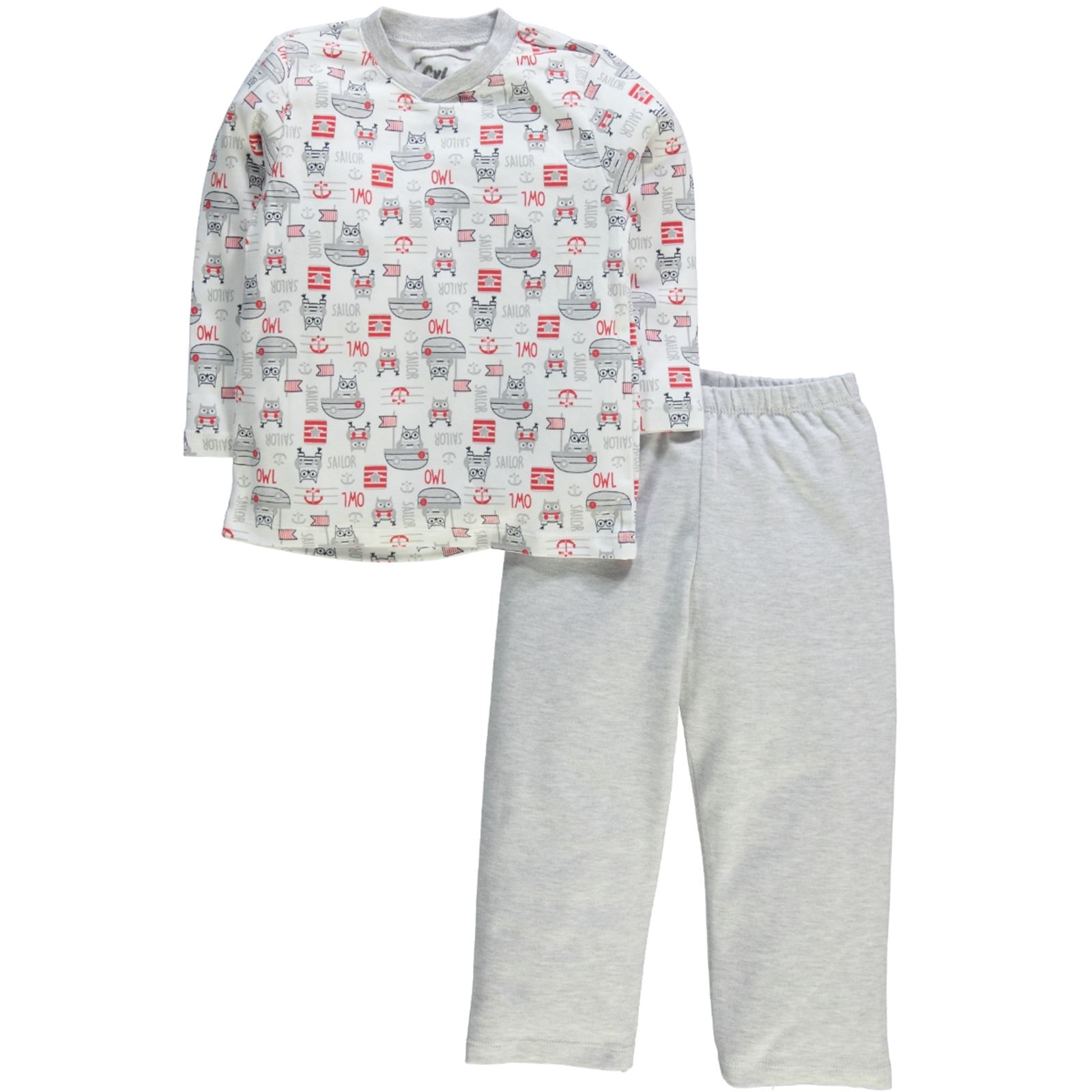 Cvl Erkek Çocuk Pijama Takımı 6-9 Yaş Gri