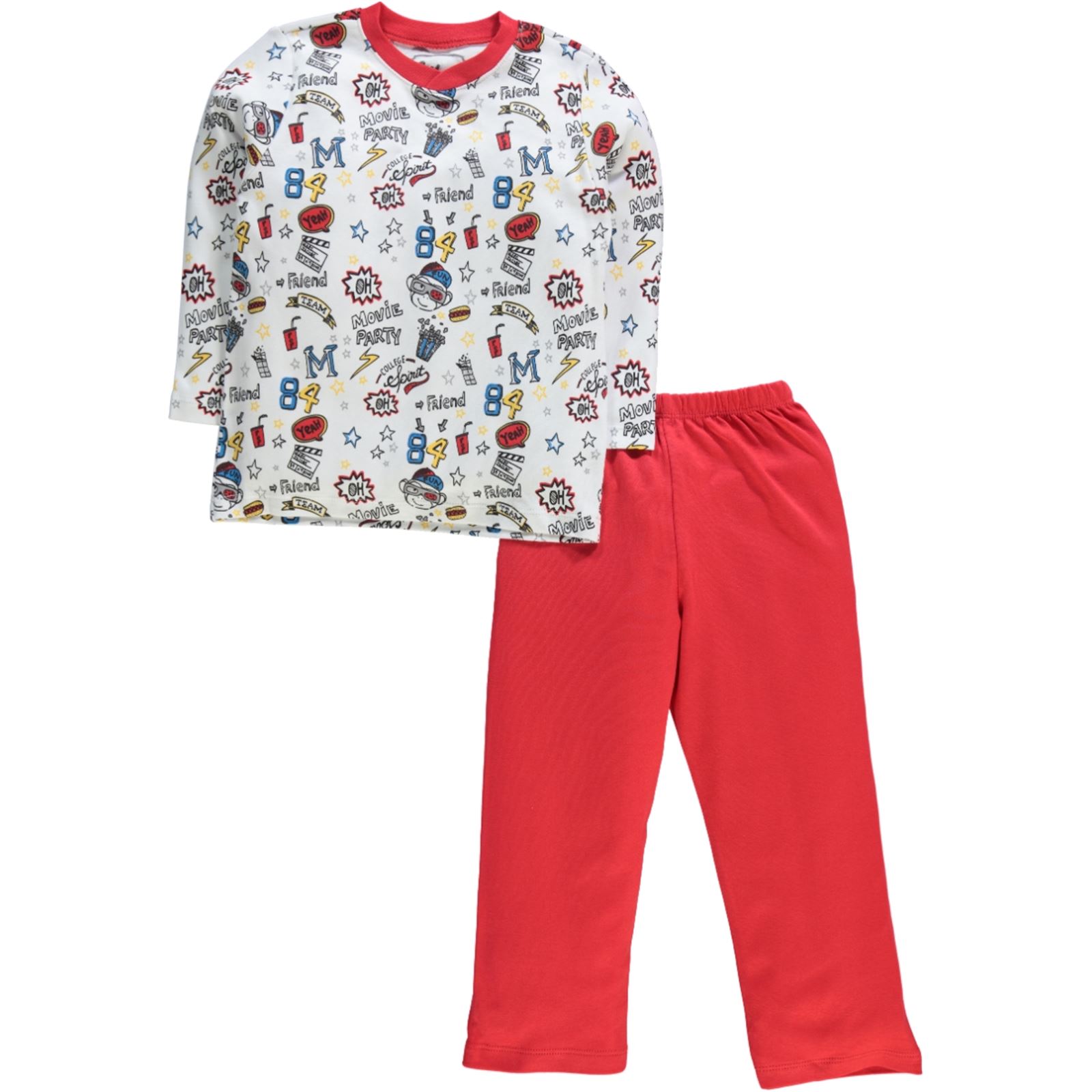 Cvl Erkek Çocuk Pijama Takımı 6-9 Yaş Kırmızı