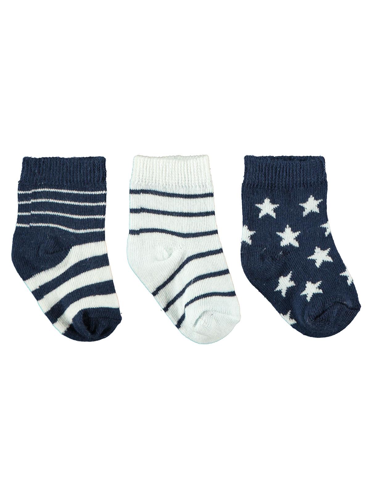 Civil Baby Erkek Bebek 3'lü Çorap 0-6 Ay Lacivert